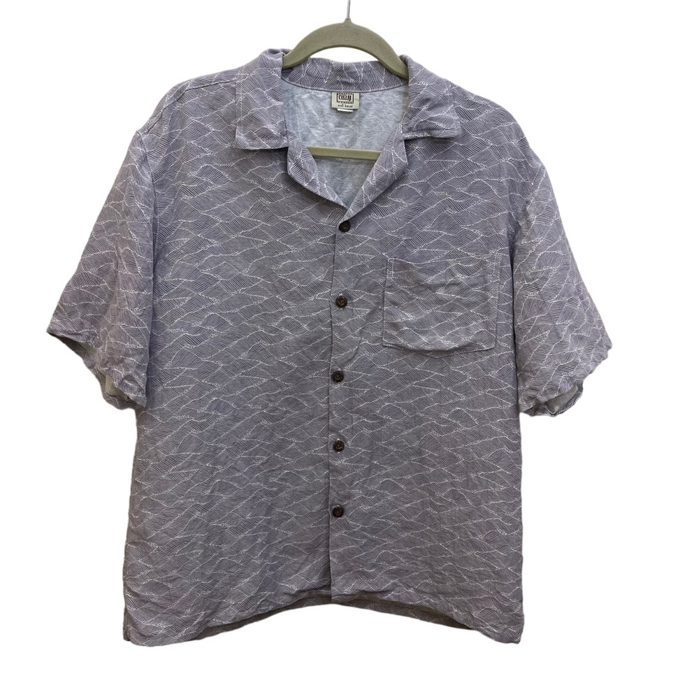 a.ell kauai Shirt Short Sleeve Size M Hawaiin Print Light Purple